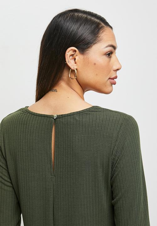 edit - Loose fit ribbed jumpsuit - khaki