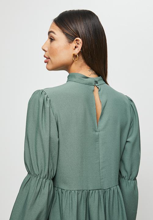 MILLA - Tiered turtle mini dress - sage 