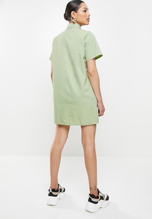 Missguided - Badge oversized shirt dress short sleeve nylon - mint