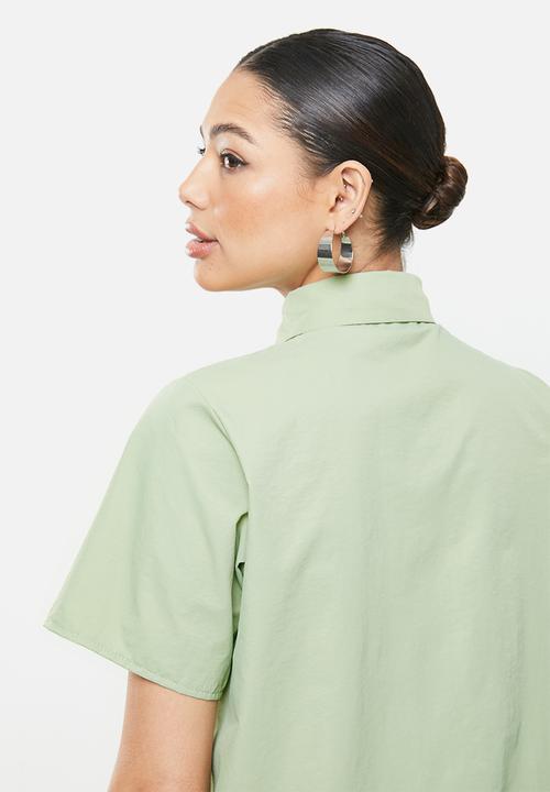 Missguided - Badge oversized shirt dress short sleeve nylon - mint