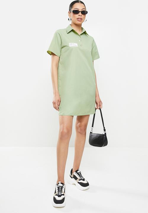 Missguided - Badge oversized shirt dress short sleeve nylon - mint