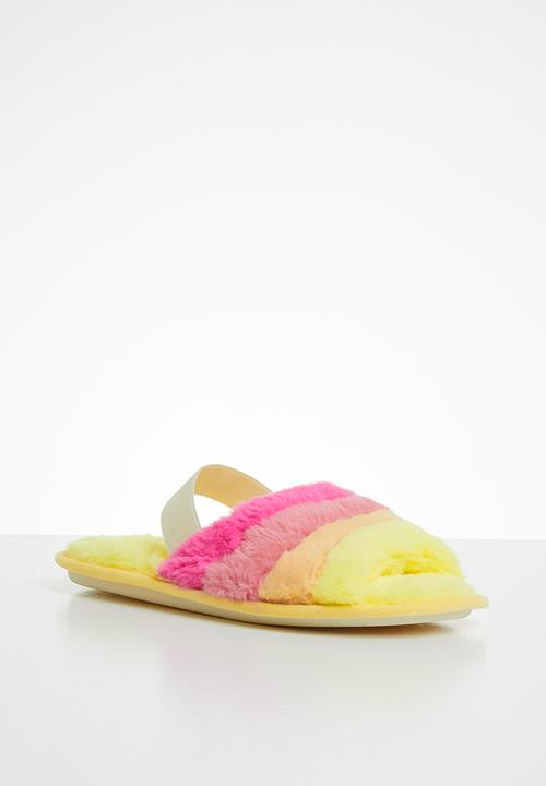 Jada - Rainbow fluffy slipper - yellow & pink