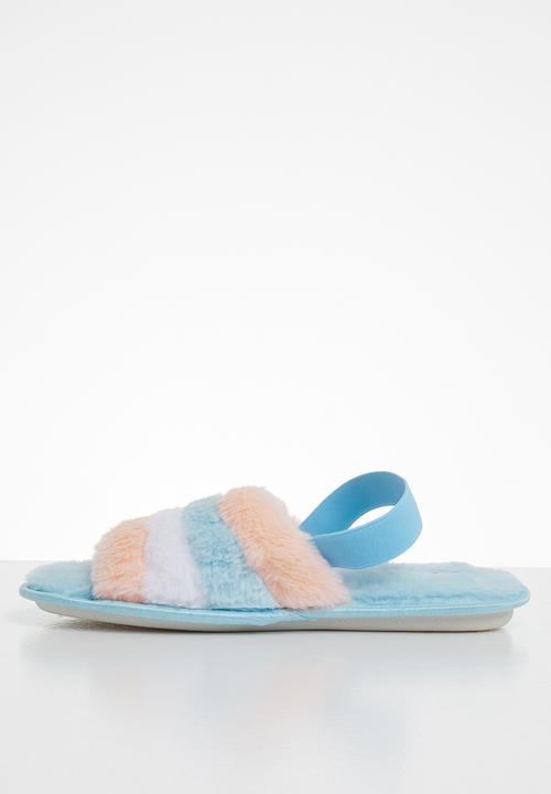 Jada - Rainbow fluffy slipper - blue & pink