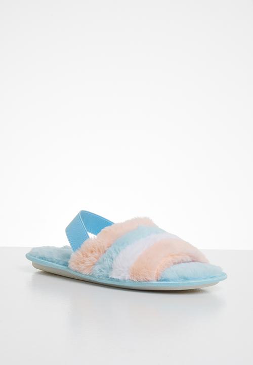 Jada - Rainbow fluffy slipper - blue & pink