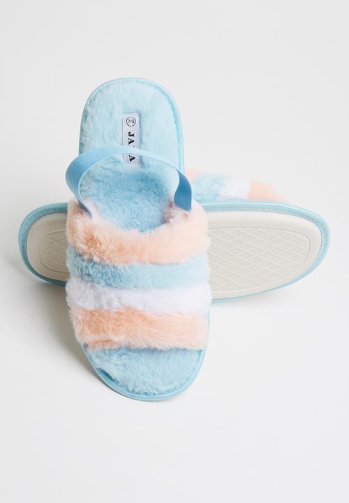 Jada - Rainbow fluffy slipper - blue & pink