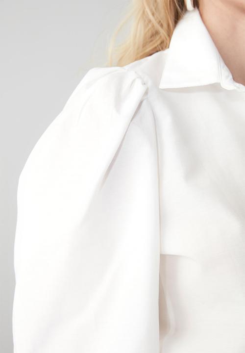 Trendyol - Shoulder gathered shirt - white