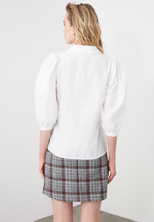 Trendyol - Shoulder gathered shirt - white