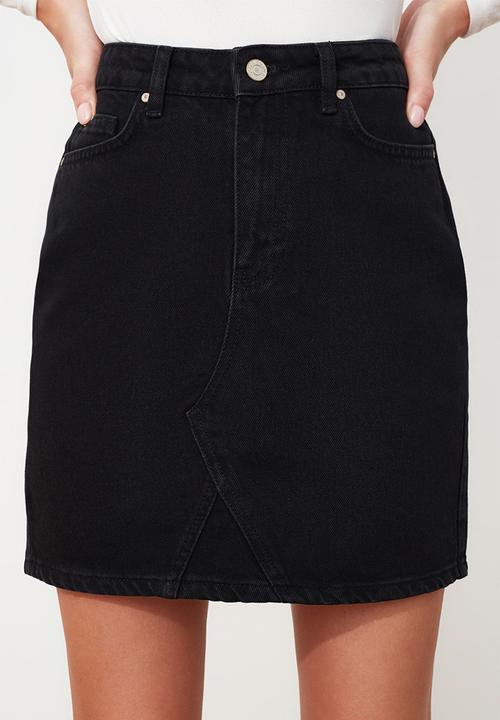 Trendyol - Basic mini denim skirt - black