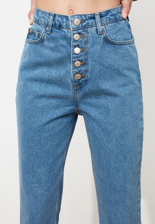Trendyol - Front buttoned high waist mom jeans - blue