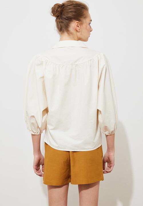Trendyol - Beyaz balloon sleeves shirt - white