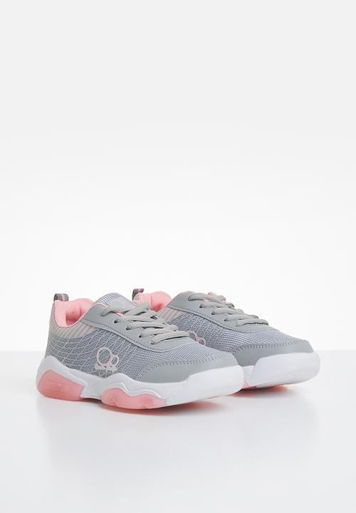 Pop Candy - Lace-up girls trainers - grey & pink