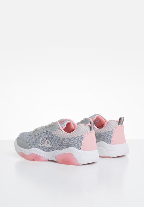 Pop Candy - Lace-up girls trainers - grey & pink