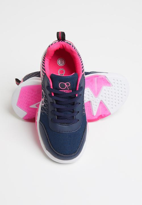 Pop Candy - Lace-up girls trainer - navy & pink