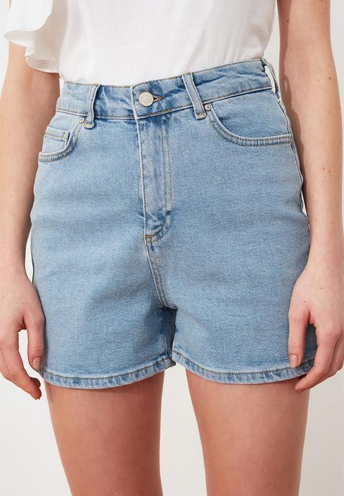 Trendyol - Mom denim shorts - blue