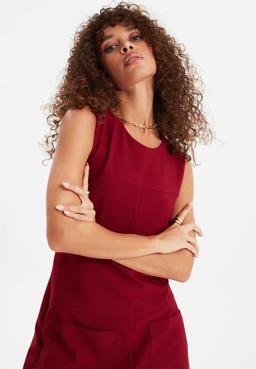 Trendyol - Bordo claret basic dress - burgundy