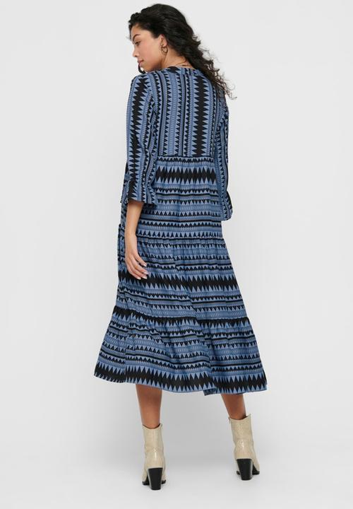 ONLY - Naya athena 3/4 long dress wvn - blue & black