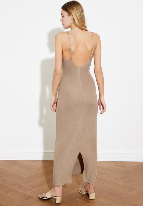 Trendyol - Vizon low back knitwear dress - beige