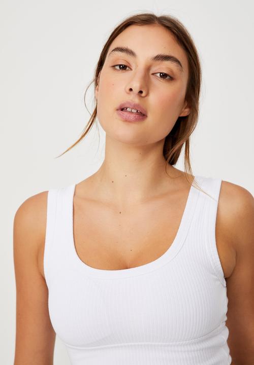 Cotton On - Rib texture vestlette - white