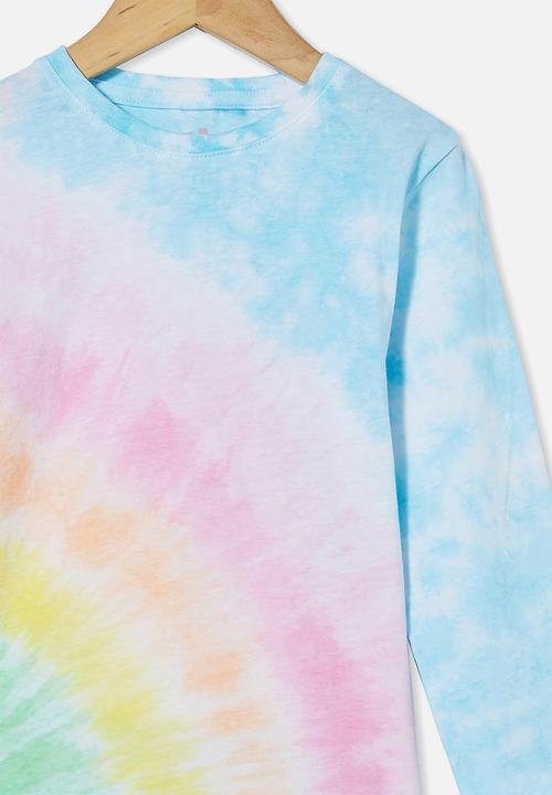 Cotton On - Stevie long sleeve embellished tee - rainbow tie dye