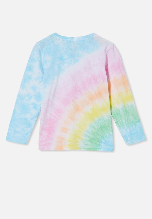 Cotton On - Stevie long sleeve embellished tee - rainbow tie dye