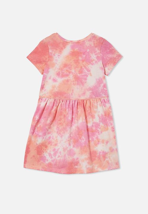 Cotton On - Freya short sleeve dress - musk melon tie dye