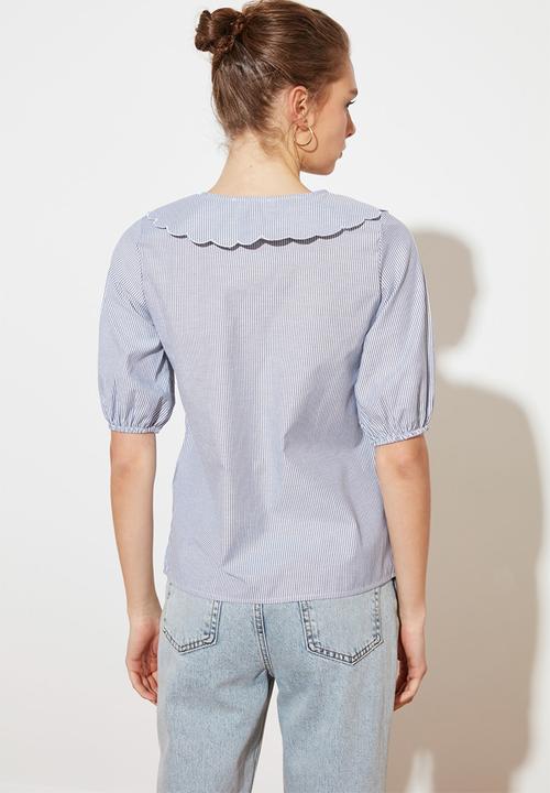 Trendyol - Mavi collar detailed shirt - blue