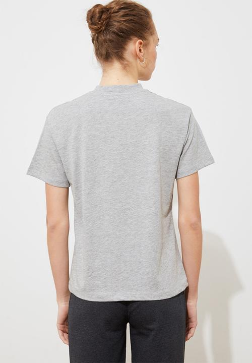 Trendyol - Stand collar basic knitted T-shirt - grey