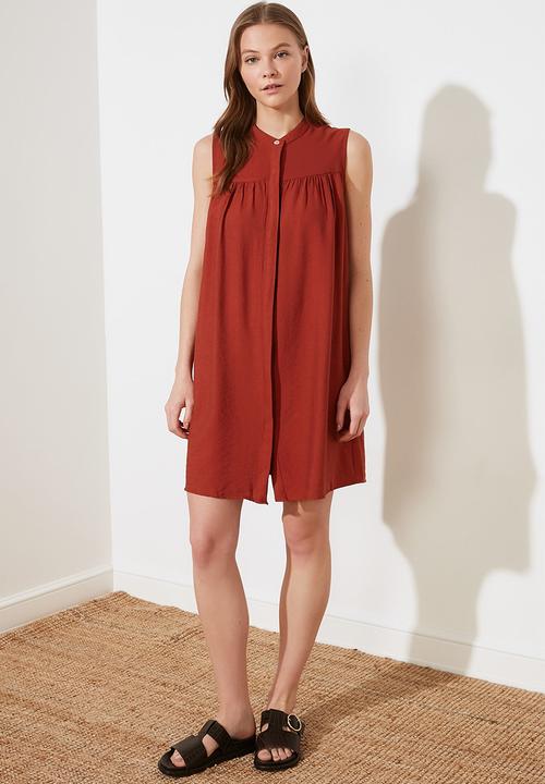 Trendyol - High neck dress - burnt orange 