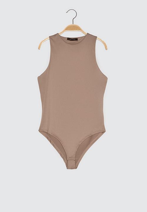 Trendyol - Vizon snap fastener knitted bodysuit - taupe