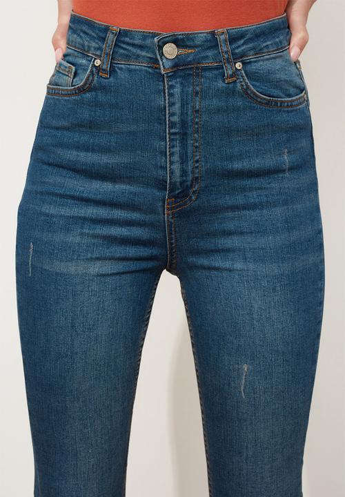 Trendyol - Fray high waist skinny jeans - blue