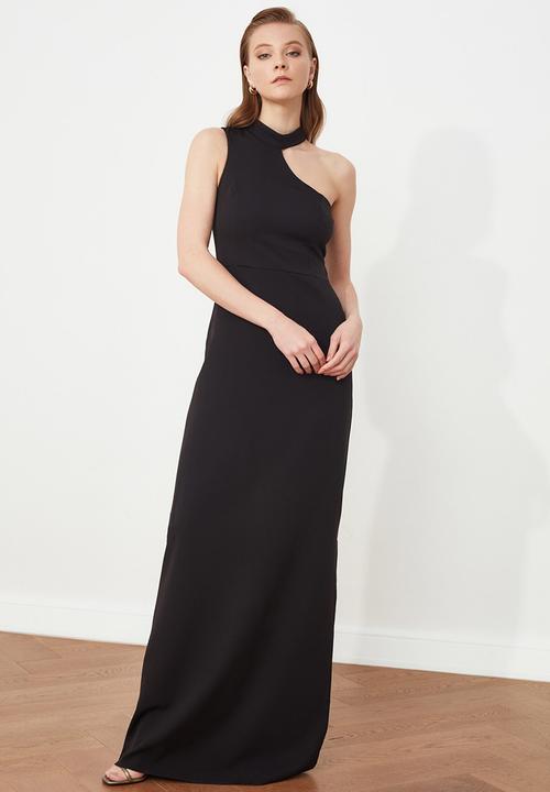 Trendyol - Neck detailed evening dress - black