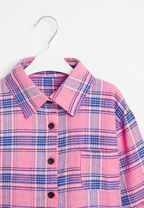Rebel Republic - Girls check shirt - pink & blue 