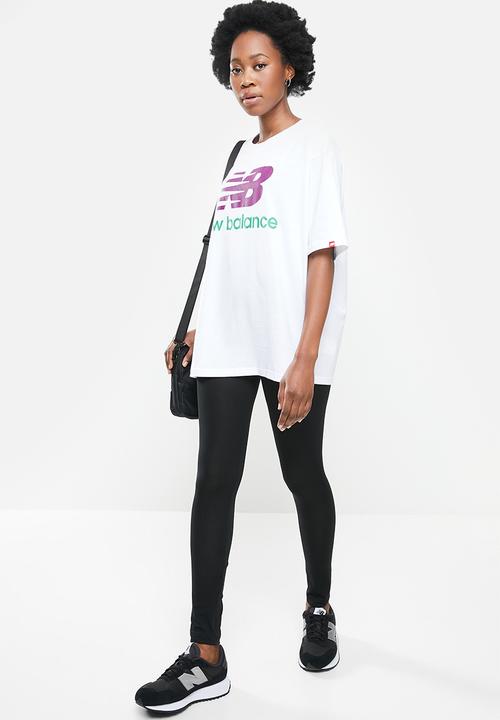 New Balance  - Essentials stacked logo oversized tee - white 