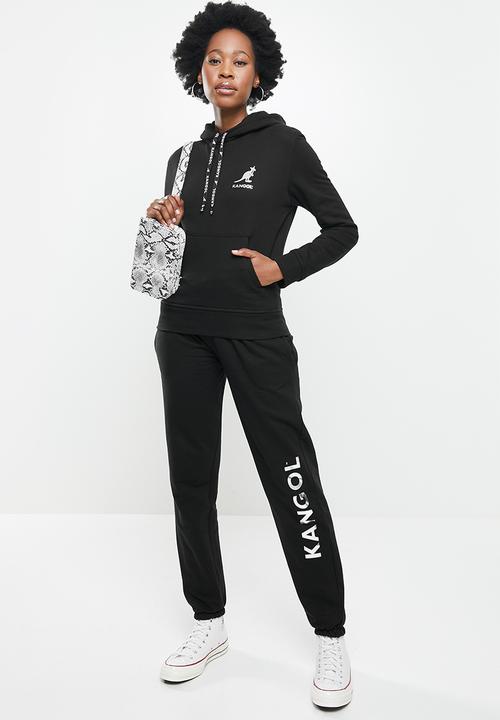 KANGOL - Ladies pastel hoodie top - black