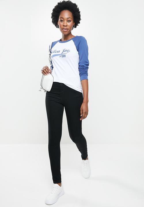 Aca Joe - Raglan long sleeve tee - white & navy
