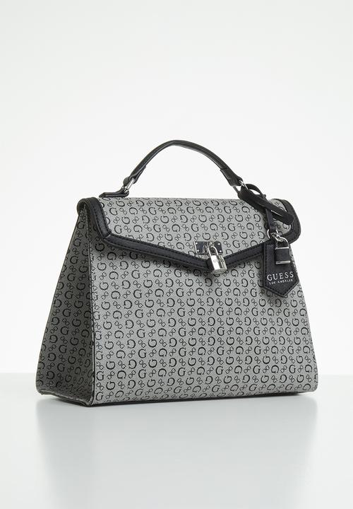 GUESS - Kravitz flap satchel - black & grey 
