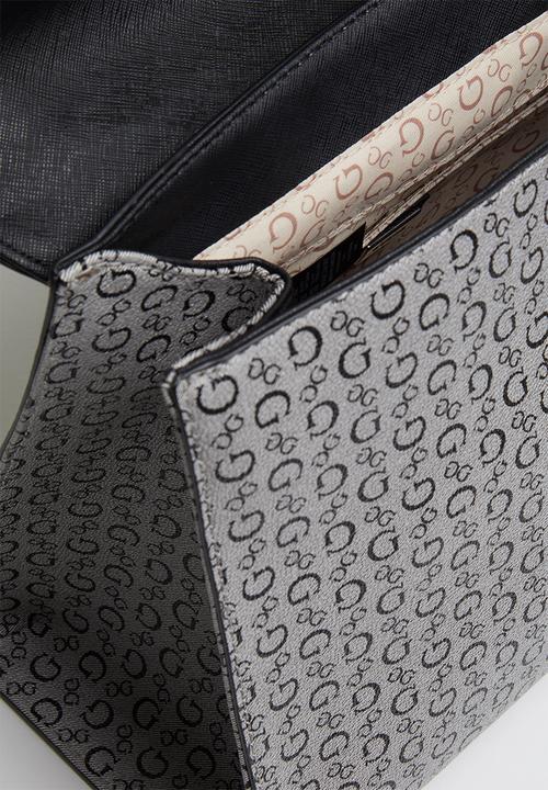 GUESS - Kravitz flap satchel - black & grey 