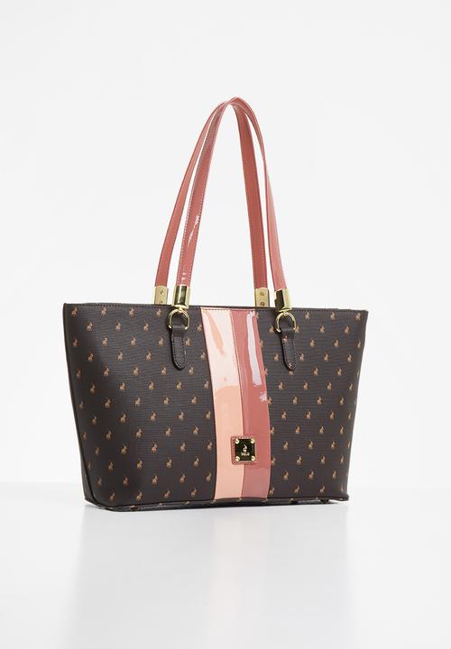 POLO - Brighton revival tote bag - brown & pink 