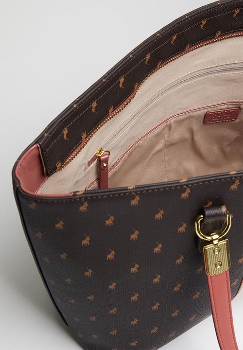 POLO - Brighton revival tote bag - brown & pink 