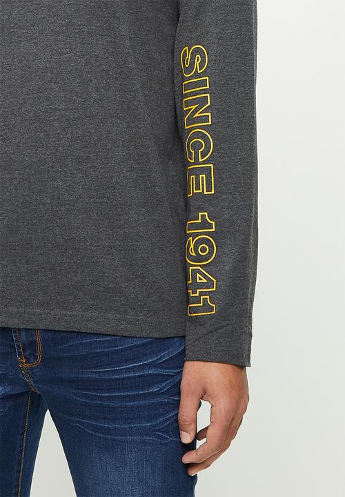 JEEP - Emerson long sleeve graphic tee - charcoal