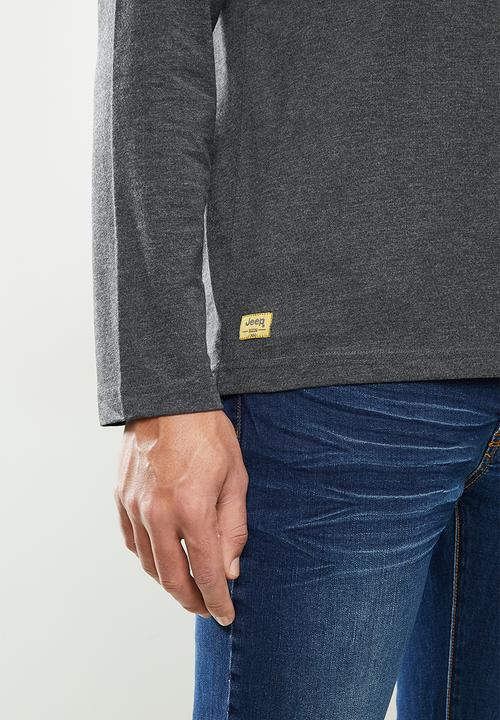 JEEP - Emerson long sleeve graphic tee - charcoal