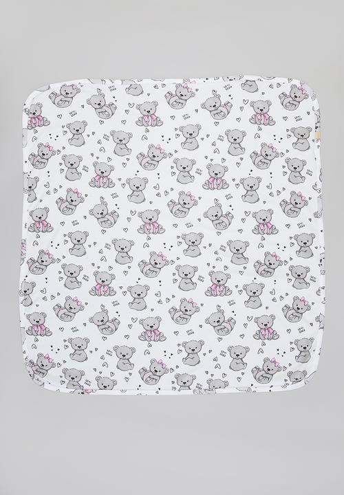 UP Baby - Baby girls bear blanket - white & grey 
