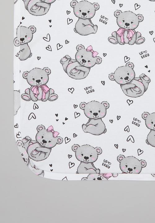 UP Baby - Baby girls bear blanket - white & grey 