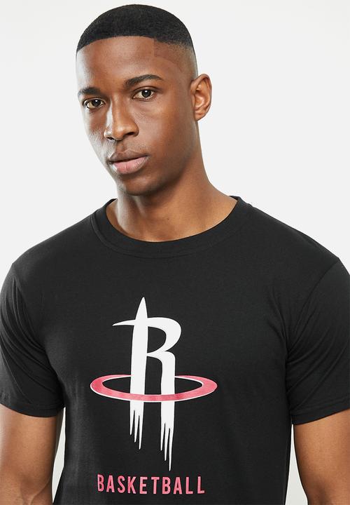 NBA - Rockets icon logo straight hem printed T-shirt - black