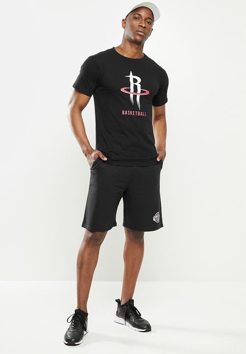 NBA - Rockets icon logo straight hem printed T-shirt - black