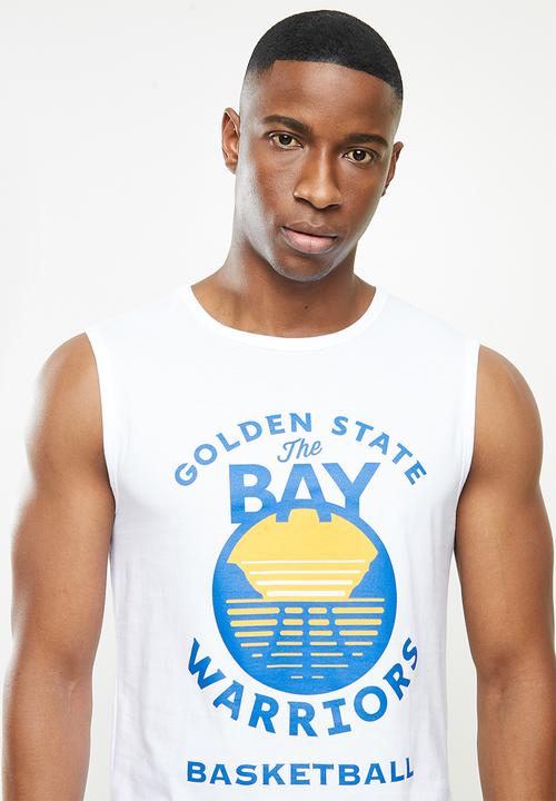 NBA - Warriors white retro vest straight hem - white 