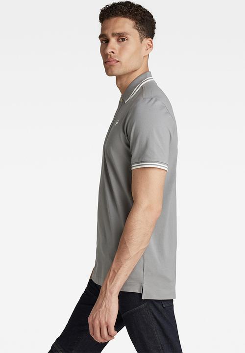 G-STAR - Dunda short sleeve slim stripe polo  - grey