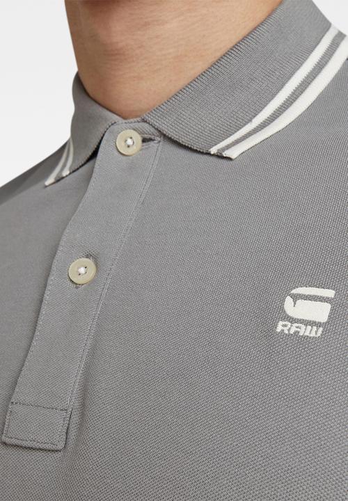 G-STAR - Dunda short sleeve slim stripe polo  - grey