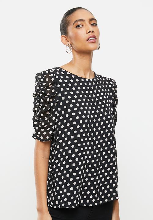 Revenge - Polka dot blouse top - black & white