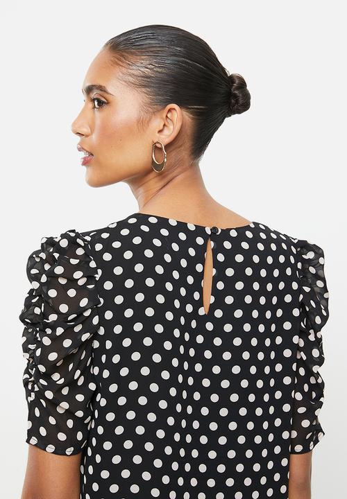 Revenge - Polka dot blouse top - black & white